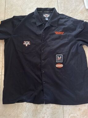 Harley-Davidson Men's Black Short-Sleeve Work Shirt3XL Glide